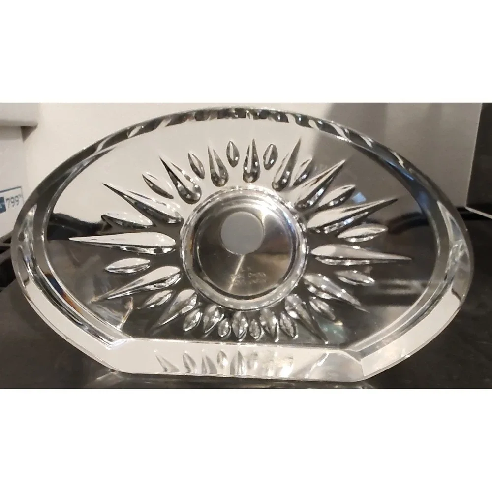 Marquis By Waterford QUARTZ Clear Crystal Desk Clock Works-needs Battery